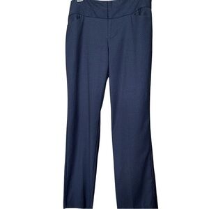 Elle Tailored Dark Navy Dot Textured Trousers Wide Leg Pants Career Wear Size 4